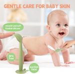 Baby Diaper Cream Spatula 3 Pack Diaper Spatulas Soft Silicone Diaper Cream Applicator Baby Butt Paste Spatula Brush with Suction Base,Full Size(Gray+Off-white+Green - Image 3