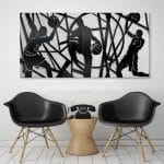 Large Sports Wall Art, Black and White Wall Art Basketball Poster Canvas Print Modern Pictures Paintings Ready to Hang Boys Teen Room Bedroom Home Office Gym Decor 29x58 IN - Image 3