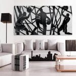 Large Sports Wall Art, Black and White Wall Art Basketball Poster Canvas Print Modern Pictures Paintings Ready to Hang Boys Teen Room Bedroom Home Office Gym Decor 29x58 IN - Image 4
