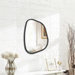 Black Asymmetrical Mirror Irregular Oval Wall Mirror Modern Wood Frame Unique Shape Wall Mounted Vanity Artistic Mirror Decorative for Living Room Bedroom Bathroom Entryway Large 16"x12" - Image 3