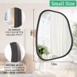Black Asymmetrical Mirror Irregular Oval Wall Mirror Modern Wood Frame Unique Shape Wall Mounted Vanity Artistic Mirror Decorative for Living Room Bedroom Bathroom Entryway Large 16"x12" - Image 4