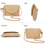 Dailyacc Straw Shoulder Bag For Women Woven Purse Beach Envelope Clutch Straws Wallet - Image 4
