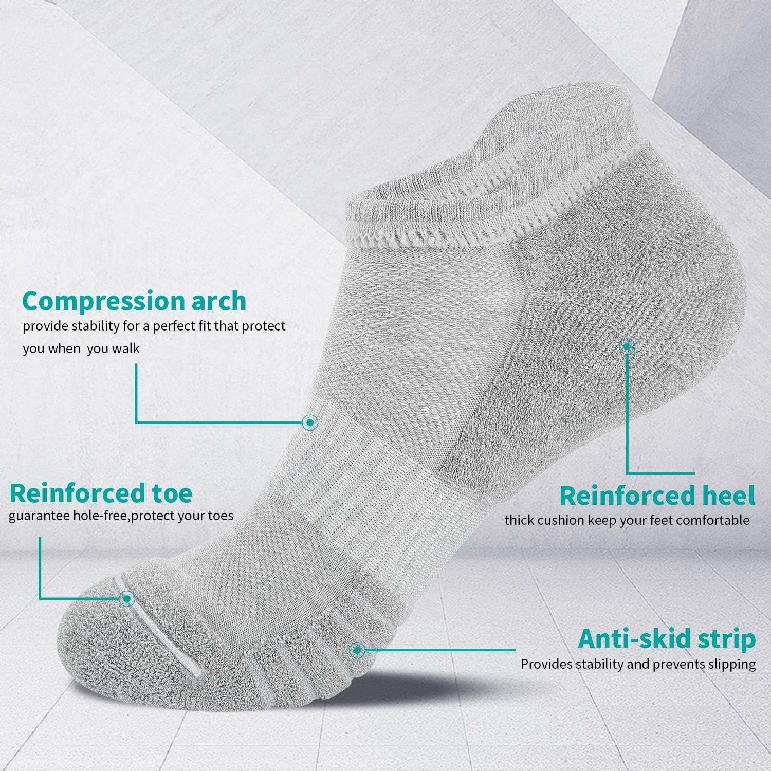 Lapulas Athletic Running Ankle Socks, Low Cut Cushioned Anti-Blister Tab Sports Socks Men Women 6Pairs - Image 4