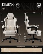 GTPLAYER Gaming Chair with Speakers, Video Game Chairs with Footrest, PC Gamer Chairs for Adults - Padded High Back Ergonomic Reclining Silla Gamer, Linkage Armrest, Ace Pro, Ivory - Image 4