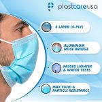 PlastCare USA Box of 50 4-Ply ASTM Level 3 Face Masks, Disposable (Blue) - Image 3