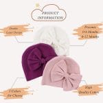 Bamery Newborn Baby Girl Hat Cotton Baby Bow Beanie Preemie Hats Spring Infant Hats for Girls 0-12 Months - Image 3