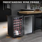 24 Bottle Mini Fridge, Small Freestanding Wine Cooler Refrigerator for Red and White with 40-66F Digital Temperature Control Glass Door - Image 3