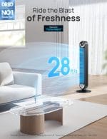 Dreo Tower Fan for Bedroom, Upgraded DC 9 Speeds 25dB Ultra-Quiet Floor Fan, 90° Oscillating Fans with 28ft/s Velocity, 12H Timer, Standing Fan, Bladeless Fan Powerful for Home Office Room - Image 3