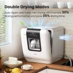 COMFEE' Countertop Dishwasher, Portable Dishwasher with 6L Built-in Water Tank, Mini Dishwasher with More Space Inside, 7 Programs, UV Hygiene& Auto Door Open, for Apartments, Dorms& RVs, White - Image 4