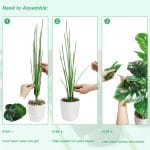 SAJANDAS Set of 2 Artificial Monstera Deliciosa Plants in Pots, Fake Tropical Palm Tree with Greenery Leaves Stems, 28 Inch Artificial Cheese Plant for Home Bathroom, Office, Windowsill Decor - Image 4