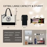 BeeGreen Embroidery Monogram Initial Tote Bag for Women Teacher Mom Friend Personalized Gift for Birthday Beach Wedding Work - Image 3