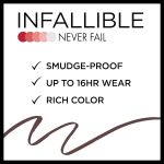L'Oreal Paris Makeup Infallible Never Fail Original Mechanical Pencil Eyeliner with Built in Sharpener, Black Brown, 0.008 oz., 2 Count - Image 4