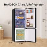 BANGSON 7.1 Cu.Ft Refrigerator with Freezer, Apartment Size Fridge with Bottom Freezer, Large Capacity, Energy Saving, Adjustable Thermostat, Low Noise, Black - Image 3