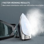 Rowenta Iron Steamer for Clothes Master Steam Station, Professional Steam Iron for Clothes with Stainless Steel Soleplate, 57 Oz, 400 Microsteam Holes, Built-In Pump, 1750 Watts, Black/Green, VR8338 - Image 3