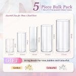 5pcs Glass Vase Cylinder Vases for Centerpieces Small Flower Glass Vases Home Decor Centerpiece Table Clear Flower Vase Decorations for Wedding＆Holiday 4,6,7.5,8,10 Inch Tall - Image 3