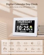 MASSII 𝗨𝗽𝗴𝗿𝗮𝗱𝗲𝗱 Dementia Clock 19 Alarms with Auto DST, DIY Custom Reminders,10 Auto-Dim Options, Non-Abbreviated Digital Clock for Elderly, Memory Battery Included (7 Inch with Remote) - Image 3