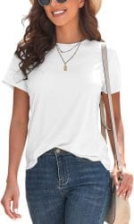 KevaMolly Basic T Shirts for Women UPF 50+ Short Sleeve Casual Summer Tops Trendy Solid Loose Fit Tshirt - Image 3