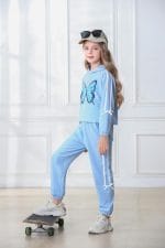AMCLOS Girl Outfit Sets 5-14 Years Kids Clothes Cute Butterfly Long Sleeve Pullover Hooded Crop Tops+Sweatpant Set Fall - Image 4