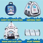 JOYIN White Rocket Ship Pop up Play Tent with Tunnel and Playhouse Kids Indoor Outdoor Spaceship Tent Set - Image 3
