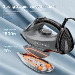 Steam Iron for Clothes, 1800W with 20.28oz Water Tank,Ceramic Soleplate,3-Way Auto-Off, 20s Fast Heat-up,Burst of Steam, Precision Tip,Self-Clean, Anti-Calc, Vertical Steamer for All Fabrics - Image 3