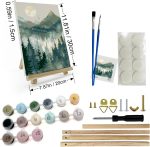 JOOZ Mountain Paint by Number for Adults, Paint by Numbers Kit for Adults with Frame, DIY Mountain Landscape Paint by Number Kits Framed Canvas, Oil Painting Kit for Home Wall Decor 8 x 12 Inch - Image 3