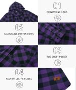 Mens Hooded Flannel Shirts Hoodie Shirt Long Sleeve Casual Plaid Button Down Jackets Stylish with Pocket - Image 4