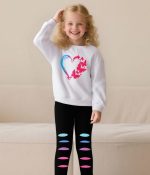 Toddler Girl Clothes Figure Graphic Drop Shoulder Top Heart Shaped Butterfly Pattern Fall Winter Outfit Set - Image 3