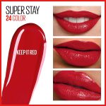 Maybelline Super Stay 24, 2-Step Liquid Lipstick Makeup, Long Lasting Highly Pigmented Color with Moisturizing Balm, Keep It Red, Red, 1 Count - Image 4