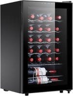 24 Bottle Mini Fridge, Small Freestanding Wine Cooler Refrigerator for Red and White with 40-66F Digital Temperature Control Glass Door - Image 2