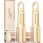 2Pcs Transferproof Color Changing Lipstick,Gold Crystal Color Changing Lipstick,Long Lasting 24 Hours Moisturizing Glossy Shine Lip Gloss for Women - Image 2