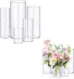 5pcs Glass Vase Cylinder Vases for Centerpieces Small Flower Glass Vases Home Decor Centerpiece Table Clear Flower Vase Decorations for Wedding＆Holiday 4,6,7.5,8,10 Inch Tall - Image 2