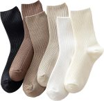 ACCFOD Womens Cute Crew Socks Casual Athletic Aesthetic Socks Neutral Cotton Socks for Women Granola Girls Clothes - Image 2