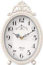 Abdurey Vintage Table Clock on Stand, Desk and Shelf Decorative Clock, French Rustic Style Antique White Mantel Clocks for Living Room,Farmhouse,Bedroom,Bedside,Gift Clocks - Image 2