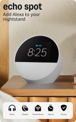 Amazon Echo Spot (newest model), Great for nightstands, offices and kitchens, Smart alarm clock with Alexa, Glacier White - Image 2