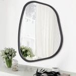 Black Asymmetrical Mirror Irregular Oval Wall Mirror Modern Wood Frame Unique Shape Wall Mounted Vanity Artistic Mirror Decorative for Living Room Bedroom Bathroom Entryway Large 16"x12" - Image 2