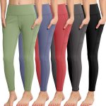 CHRLEISURE Girls' Athletic Leggings with Pockets, 5 Packs Kids Teen Dance Yoga Workout Running Pants for 5-15 Years - Image 2
