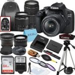 Canon EOS 2000D / Rebel T7 DSLR Camera with EF-S 18-55mm + EF 75-300mm Daul Lens + SanDisk 64GB Memory Card + Tripod + Case + Wideangle Lenses + ZeeTech Accessory Bundle (21pc Bundle) (Renewed) - Image 2