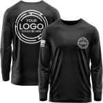 Custom Shirt for Men, Heavy Cotton Long Sleeve, Design Your Own Shirts, Customized T-Shirt Front & Back Black - Image 2
