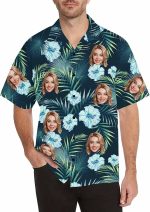 Custom Tropical Floral Hawaiian Shirt with Face for Men Personalized BF Husband’s Photo Men Aloha Beach Fruit Flower Shirts - Image 2
