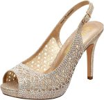 DREAM PAIRS Women's High Heels Platform Dress Rhinestones Peep Toe Pumps Shoes - Image 2