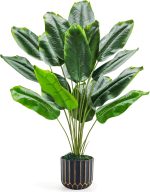 Der Rose 28" Tall Bird of Paradise Artificial Plants Tropical Fake Potted Banana Tree Faux Plants Indoor and Outdoor for Home Office Living Room Porch Balcony Decor - Image 2