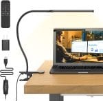 Desk Lamp with Remote, 3 Color & 5 Brightness & 77LED Dimmable Reading Lamp, 15.7'' Flexible Gooseneck Clamp Lamp, Eye-Caring Clip on Light with Adapter for Reading Study Workbench Drafting - Image 2