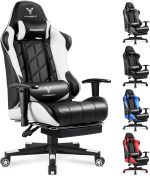 EXRACING Gaming Chair with 3D Adjustable Armrests, Cow Print Design, Ergonomic Office Chair with High Back, Computer Chair with Footrest,Comfy Diamond Stitching Sest, Game Chair for Adults - Image 2