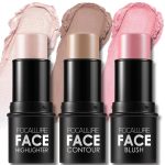 FOCALLURE 3 Pcs Cream Contour Sticks,Shades with Highlighter & Bronzer & Blush,Non-greasy Long-wear Face Contouring Pen,Easy to Sculpt the Face and Create a Lightweight Finishing Makeup,FAIR - Image 2