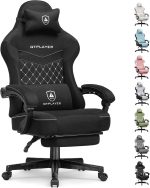 GTPLAYER Gaming Chair, Fabric Computer Office Chair with Pocket Spring Cushion, Ergonomic Office and Gaming, Video Gaming Chair with Linkage Armrests, High Back Desk Chair with Adjustable Recliner - Image 2