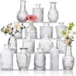 Glass Bud Vase Set of 16, Small Flower Vases, Glass Vases for Centerpieces, Vintage Home Table Decorations Bud Vases (16 Pcs, Clear) - Image 2