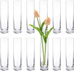 Glass Cylinder Bud Vases for Centerpieces, Set of 12 Clear Small vases,Handmade Slim Flower Vases Wedding Table Decor for Single Rose vases Bulk, Home Aesthetic Desk Decor, Party Decorations,7.5" - Image 2