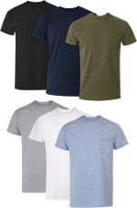 Hanes Men's Pocket T-Shirt Pack, 6-Pack, Cool & Breathable Cotton Tees, Stay-Tucked Undershirts for Men - Image 2
