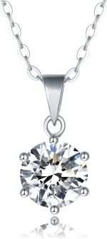 IMOLOVE Moissanite Solitaire Pendant Necklaces for Women Sterling Silver with 18K White Gold Plated 1-3 Carat D Color VVS1 Clarity Mossanite Jewelry for Women - Image 2