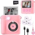 Instant Print Camera for Kids, Christmas Birthday Gifts Girls Boys Age 3-12, HD Digital Video Cameras Toddler, Portable Toy 3 4 5 6 7 8 9 10 Year Old Girl with 32GB SD Card-Pink - Image 2